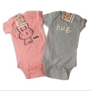 Baby Onesies 2  pc pink & gray NWT